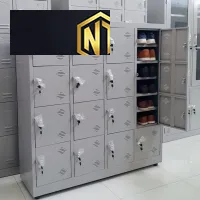 Tủ sắt sơn tĩnh điện màu ghi, có 16 khoang 16C4KG